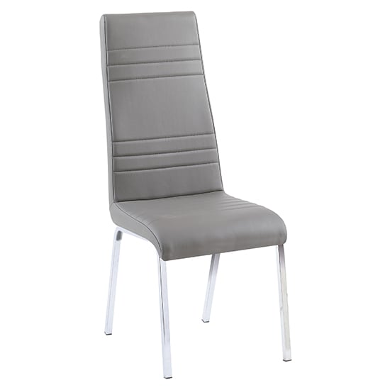 Dora Faux Leather Dining Chair In Grey With Chrome Legs_1