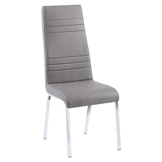 Product photograph of Dora Faux Leather Dining Chair In Grey With Chrome Legs from Furniture in Fashion