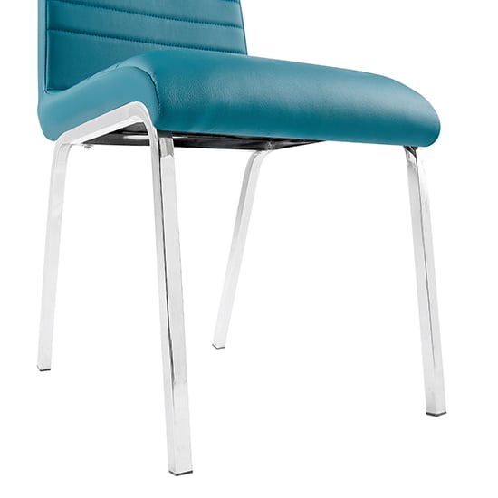 Dora Faux Leather Dining Chair In Teal With Chrome Legs_3
