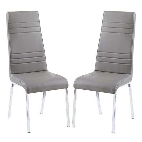 Photo of Dora grey faux leather dining chairs with chrome legs in pair