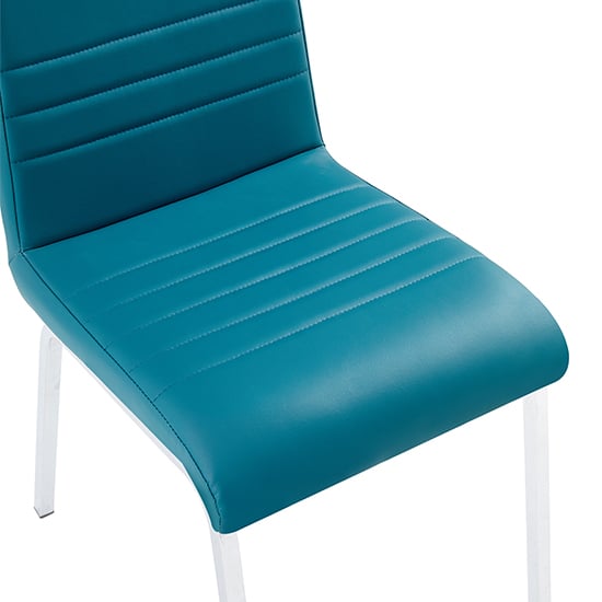 Dora Teal Faux Leather Dining Chairs With Chrome Legs In Pair_3