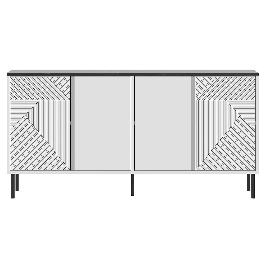 Dora Wooden Sideboard with 3 Doors in White and Royal