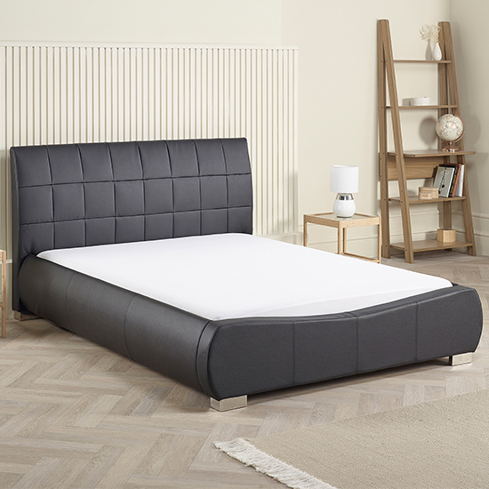 Dorado Faux Leather Double Bed In Black Furniture in Fashion