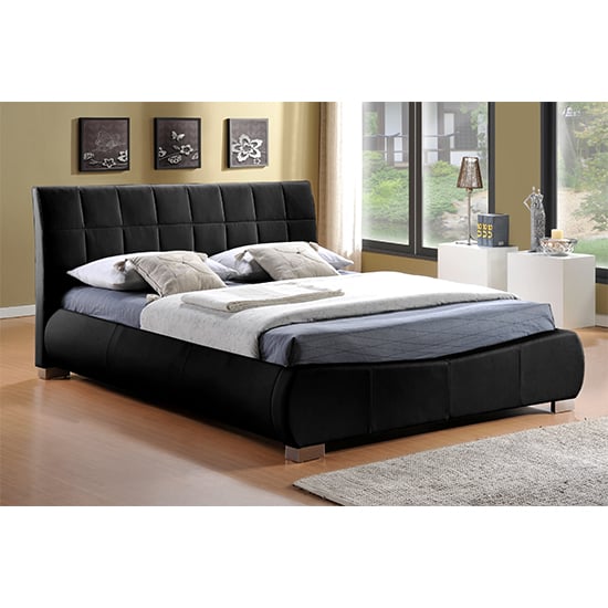 Photo of Dorado faux leather double bed in black