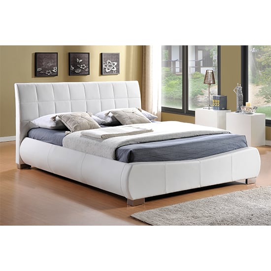 Product photograph of Dorado Faux Leather Double Bed In White from Furniture in Fashion