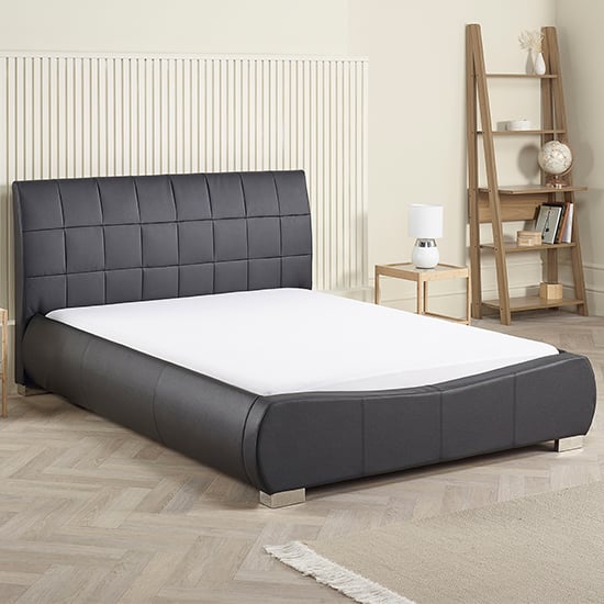 Dorado Faux Leather King Size Bed In Black_2