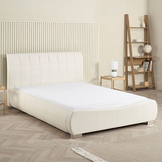 Dorado Faux Leather King Size Bed In White