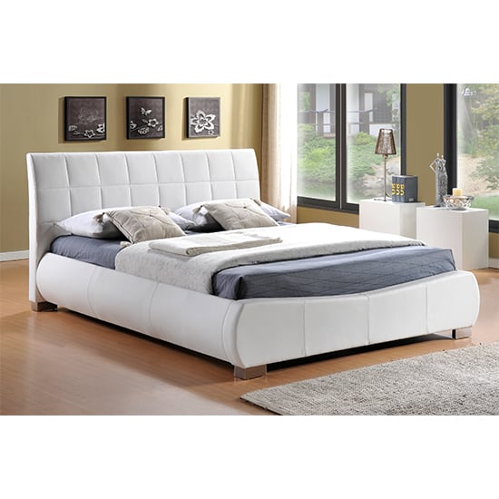 Product photograph of Dorado Faux Leather King Size Bed In White from Furniture in Fashion