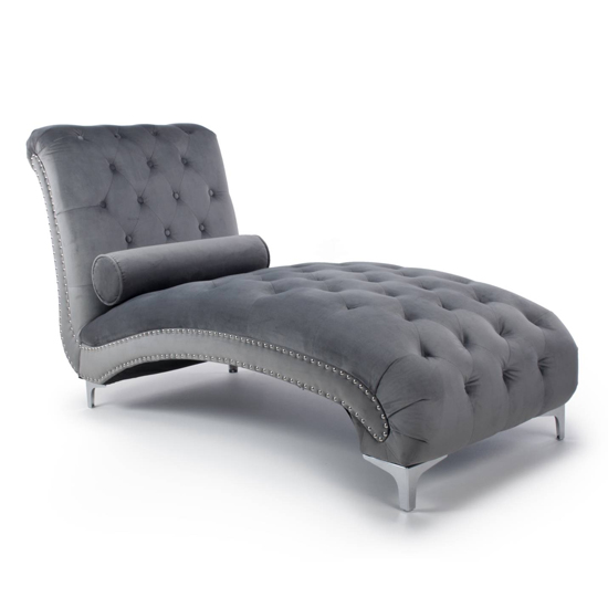 Daegu Brushed Velvet Lounge Chaise Chair In Grey_2