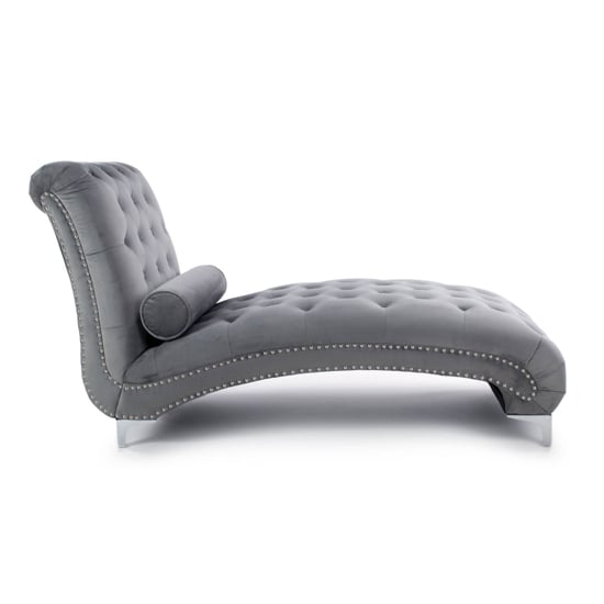 Daegu Brushed Velvet Lounge Chaise Chair In Grey_4