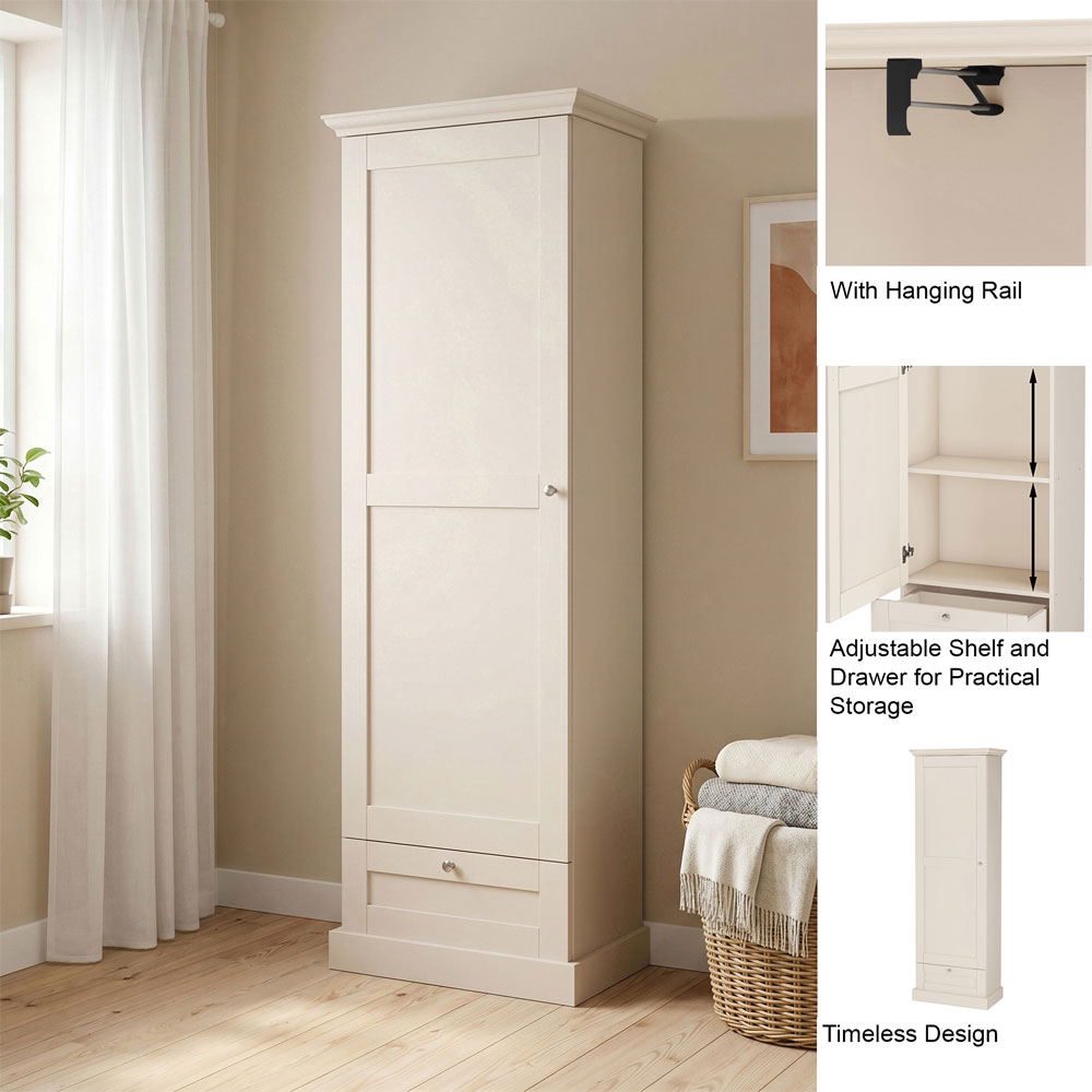 Dorelan Tall Wooden Storage Cabinet in White and Oak