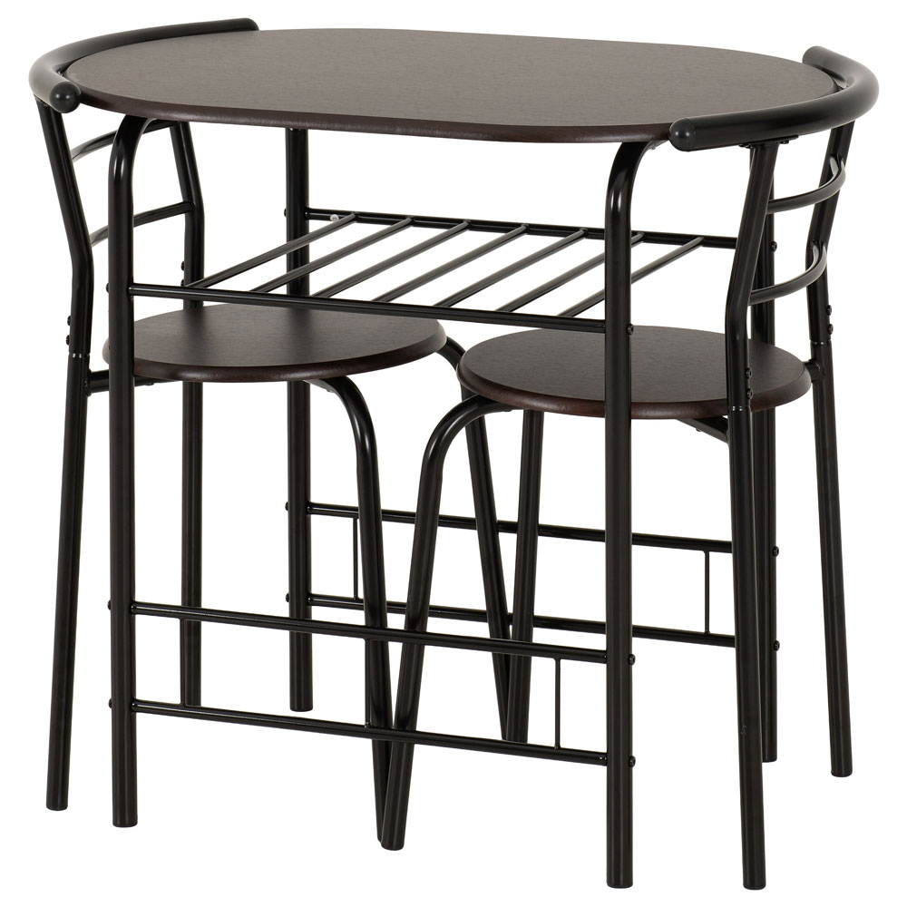 Dorevo Wooden Dining Table with 2 Chairs in Black and Walnut