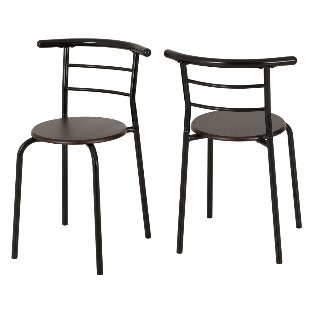 Dorevo Wooden Dining Table with 2 Chairs in Black and Walnut