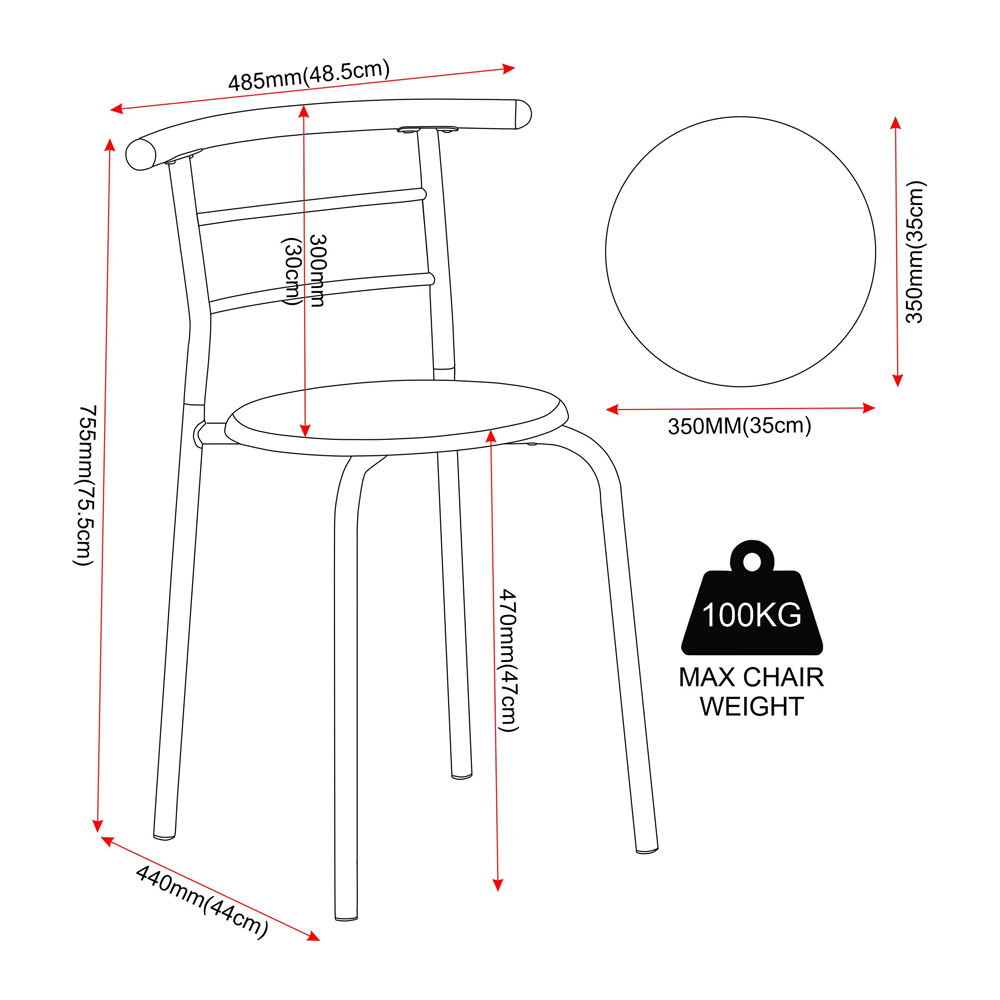 Dorevo Wooden Dining Table with 2 Chairs in Black and Walnut