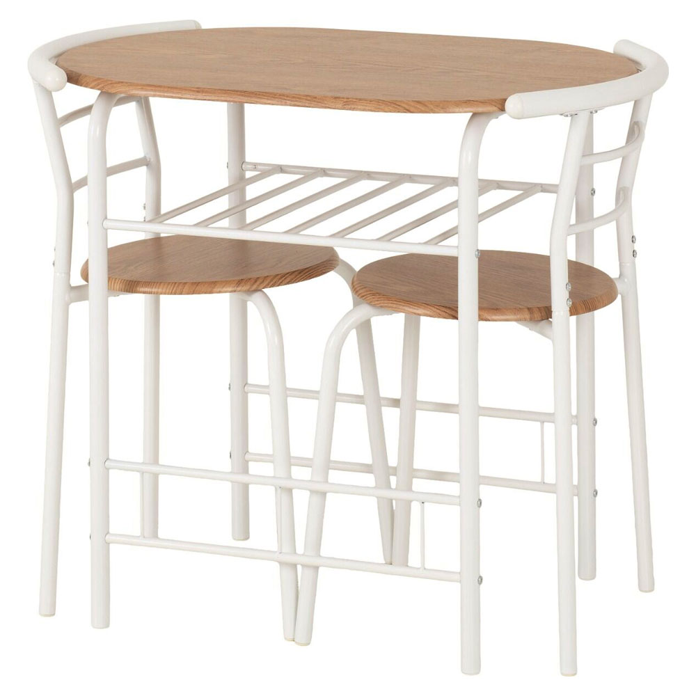 Dorevo Wooden Dining Table with 2 Chairs in White and Oak