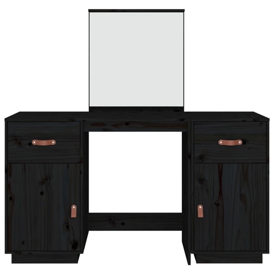 Doria Pine Wood Dressing Table With Mirror In Black_4
