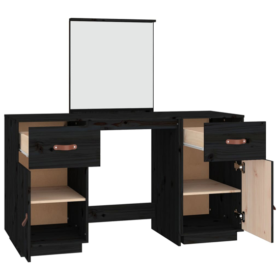 Doria Pine Wood Dressing Table With Mirror In Black_5