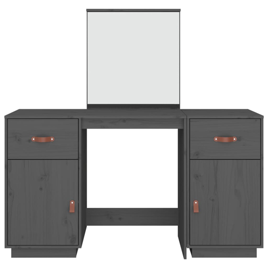 Doria Pine Wood Dressing Table With Mirror In Grey_4
