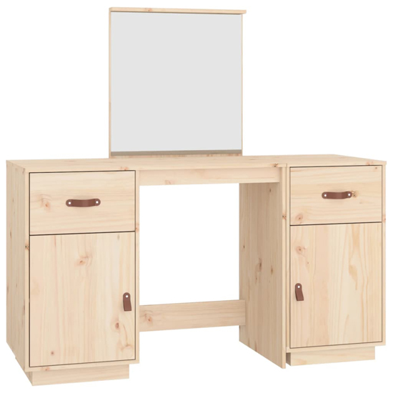 Doria Pine Wood Dressing Table With Mirror In Natural_3