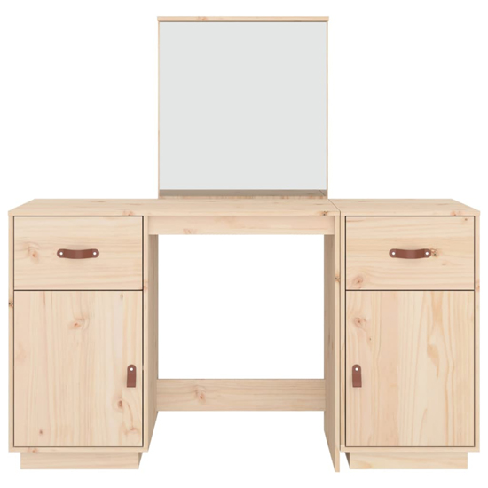 Doria Pine Wood Dressing Table With Mirror In Natural_4