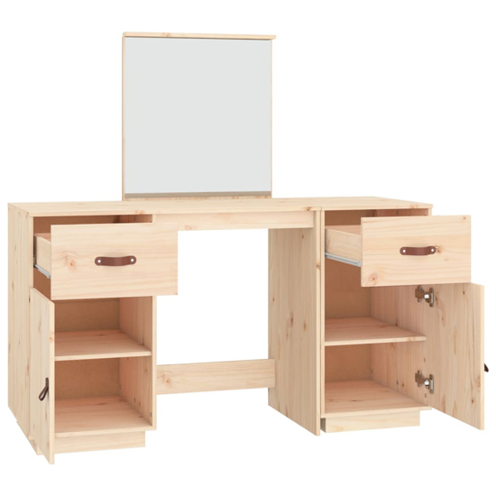 Doria Pine Wood Dressing Table With Mirror In Natural_5