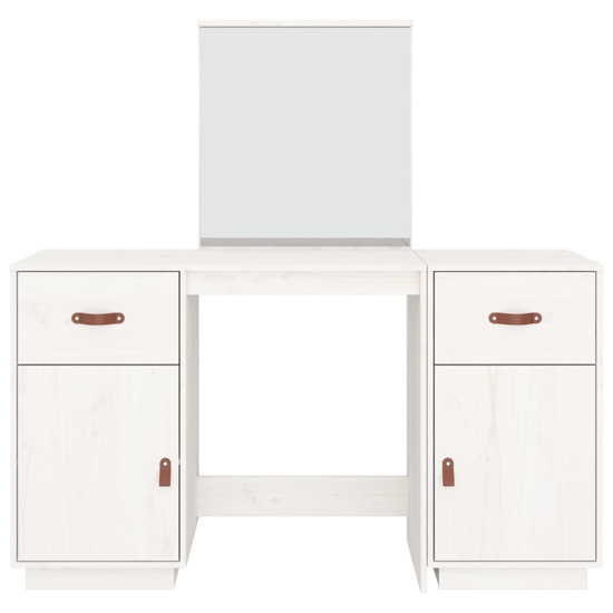 Doria Pine Wood Dressing Table With Mirror In White_4
