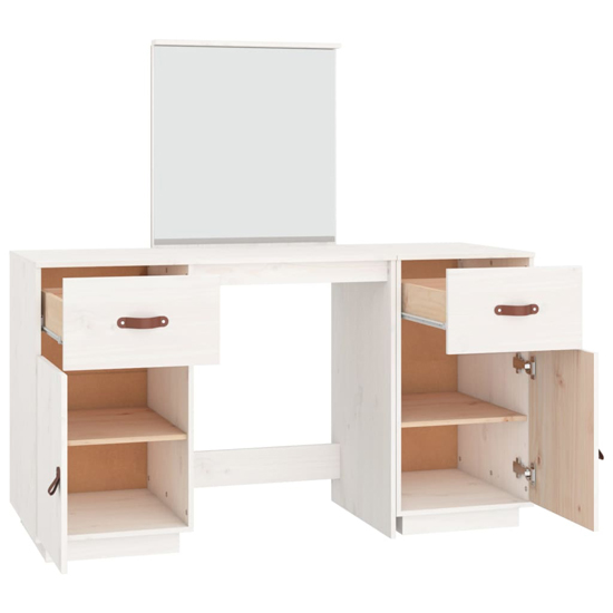 Doria Pine Wood Dressing Table With Mirror In White_5