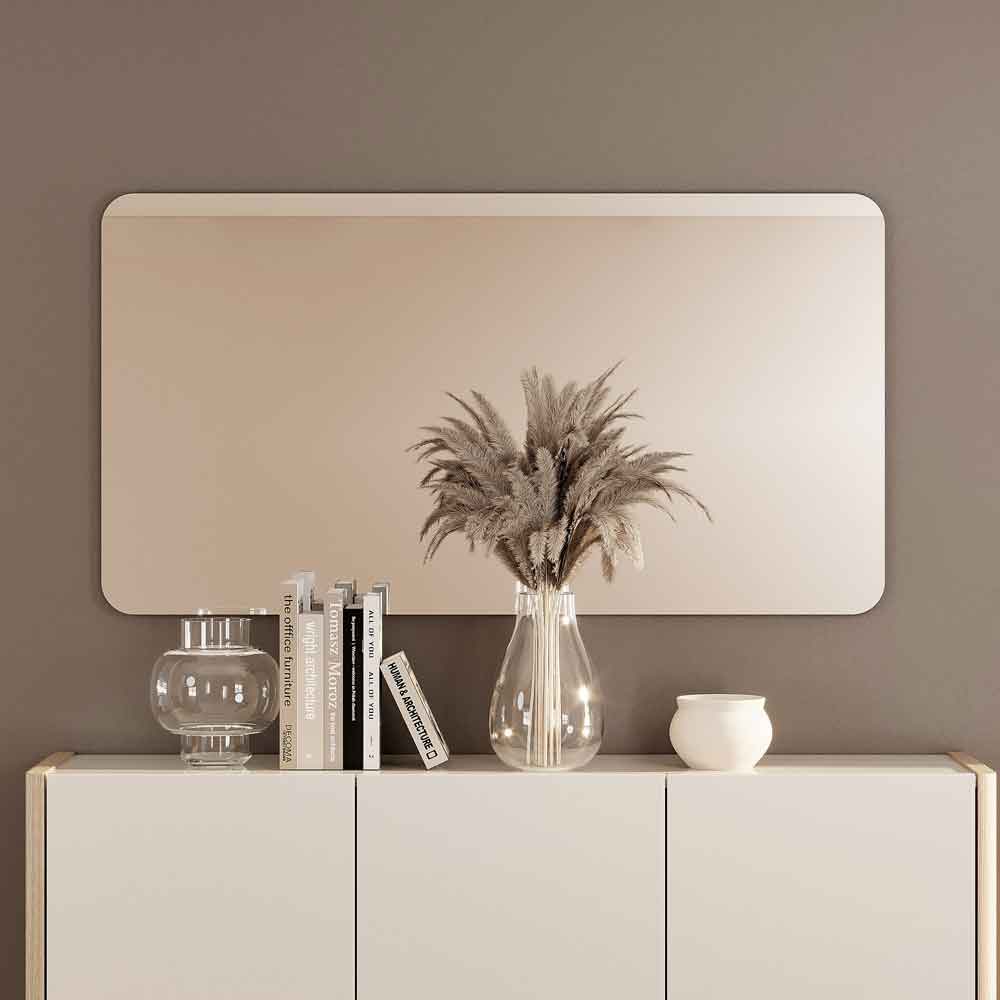 Dorian Glass Wall Mirror with Light Oak Wooden Frame