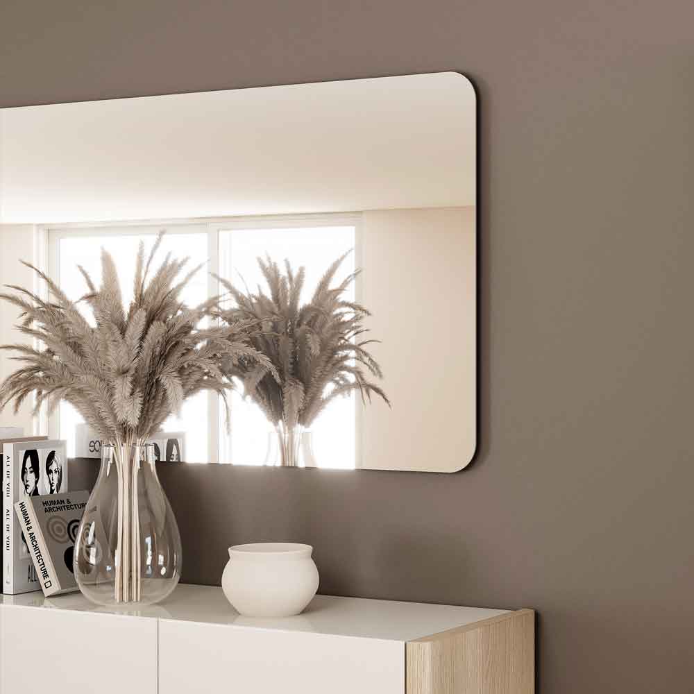 Dorian Glass Wall Mirror with Light Oak Wooden Frame