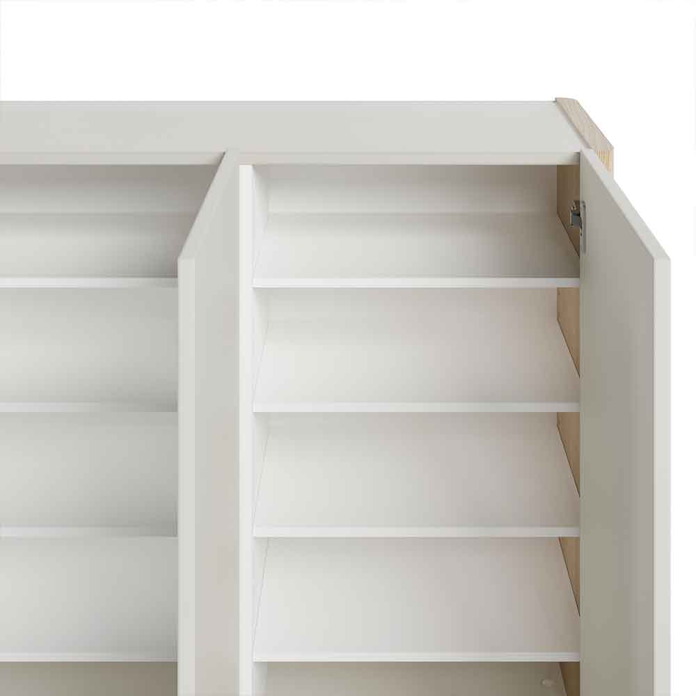 Dorian High Gloss Wall Mounted Shoe Storage Cabinet in Tortora Lacquered and Light Oak