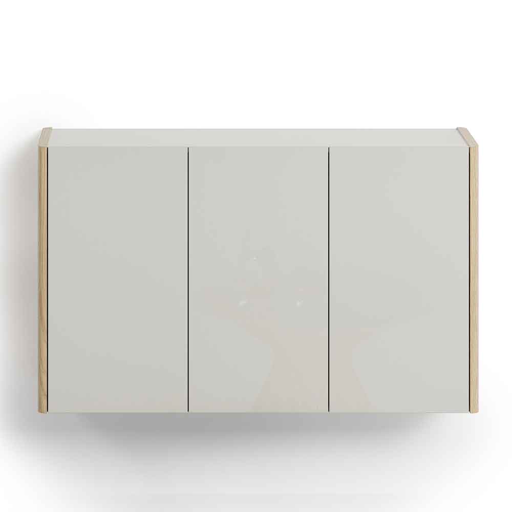 Dorian High Gloss Wall Mounted Shoe Storage Cabinet in Tortora Lacquered and Light Oak