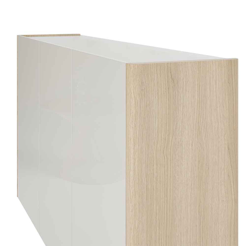 Dorian High Gloss Wall Mounted Shoe Storage Cabinet in Tortora Lacquered and Light Oak