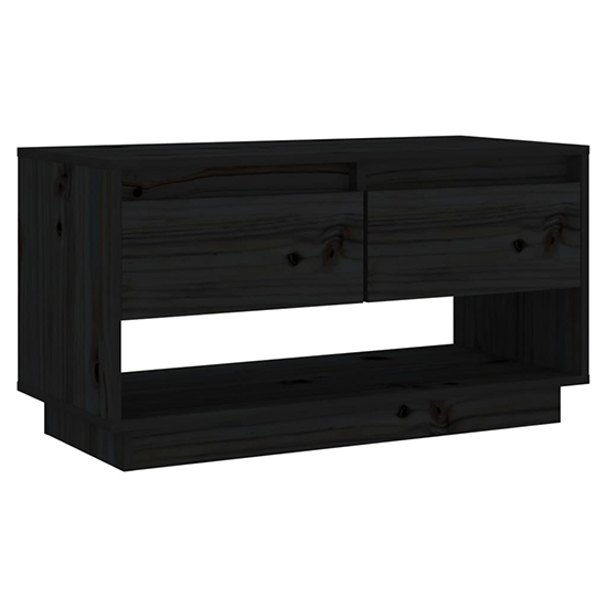 Doric Solid Pinewood TV Stand With 2 Drawers In Black