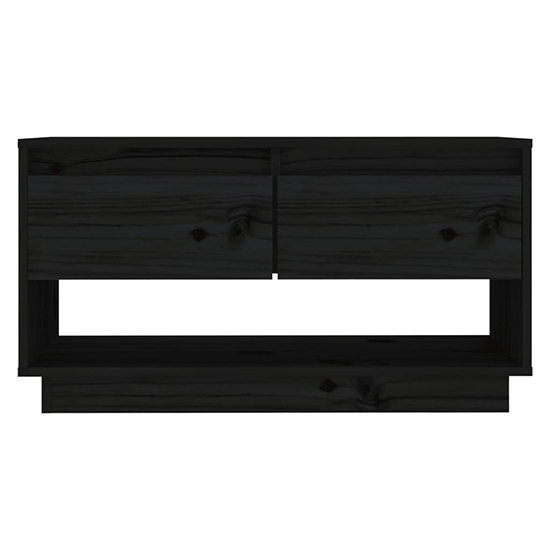 Doric Solid Pinewood TV Stand With 2 Drawers In Black_3