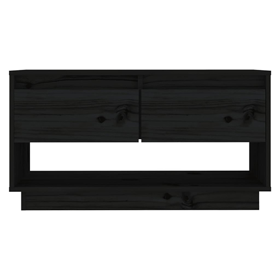 Doric Solid Pinewood TV Stand With 2 Drawers In Black