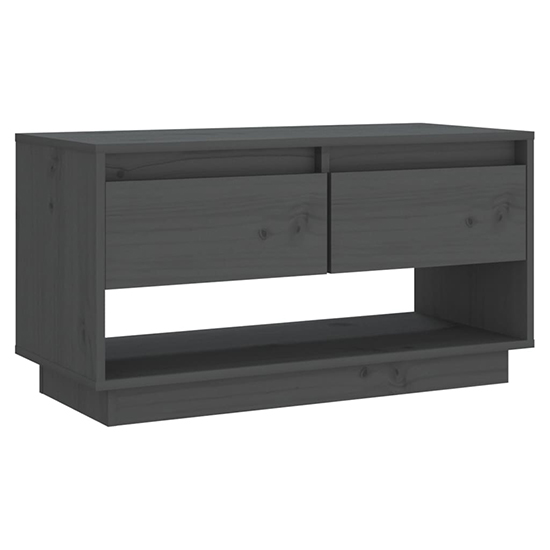 Doric Solid Pinewood TV Stand With 2 Drawers In Grey