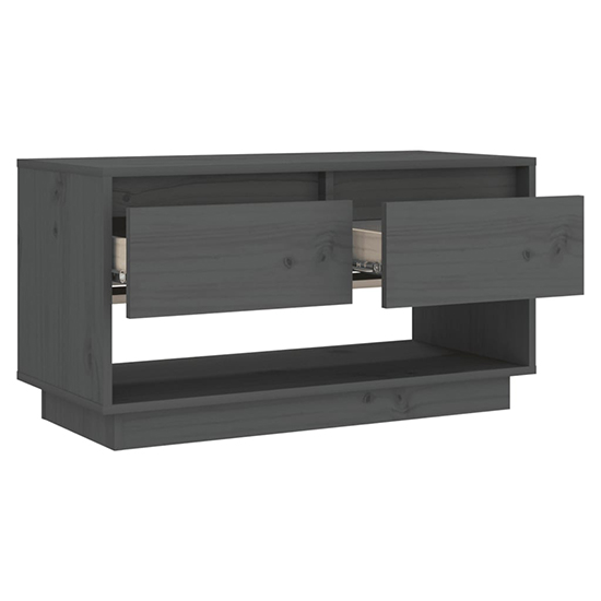 Doric Solid Pinewood TV Stand With 2 Drawers In Grey