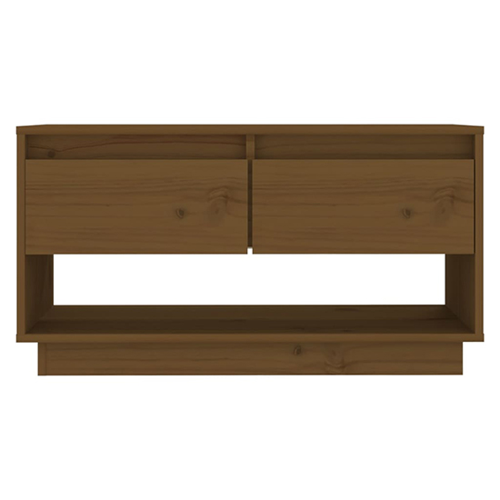 Doric Solid Pinewood TV Stand With 2 Drawers In Honey Brown_3