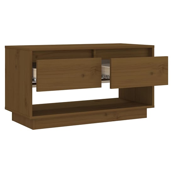Doric Solid Pinewood TV Stand With 2 Drawers In Honey Brown_4