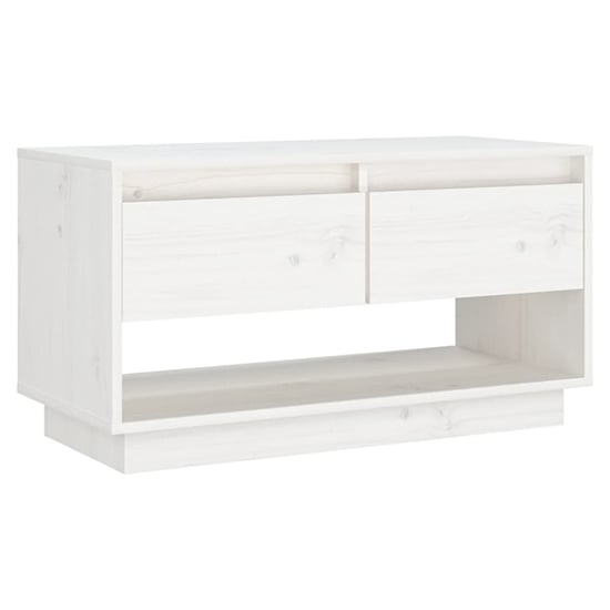 Doric Solid Pinewood TV Stand With 2 Drawers In White_2