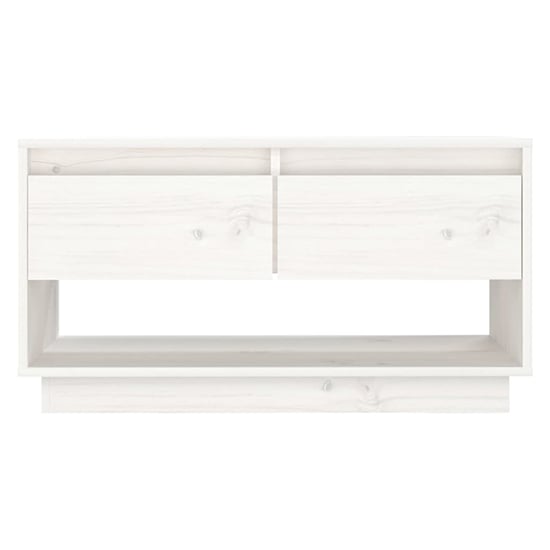 Doric Solid Pinewood TV Stand With 2 Drawers In White_3
