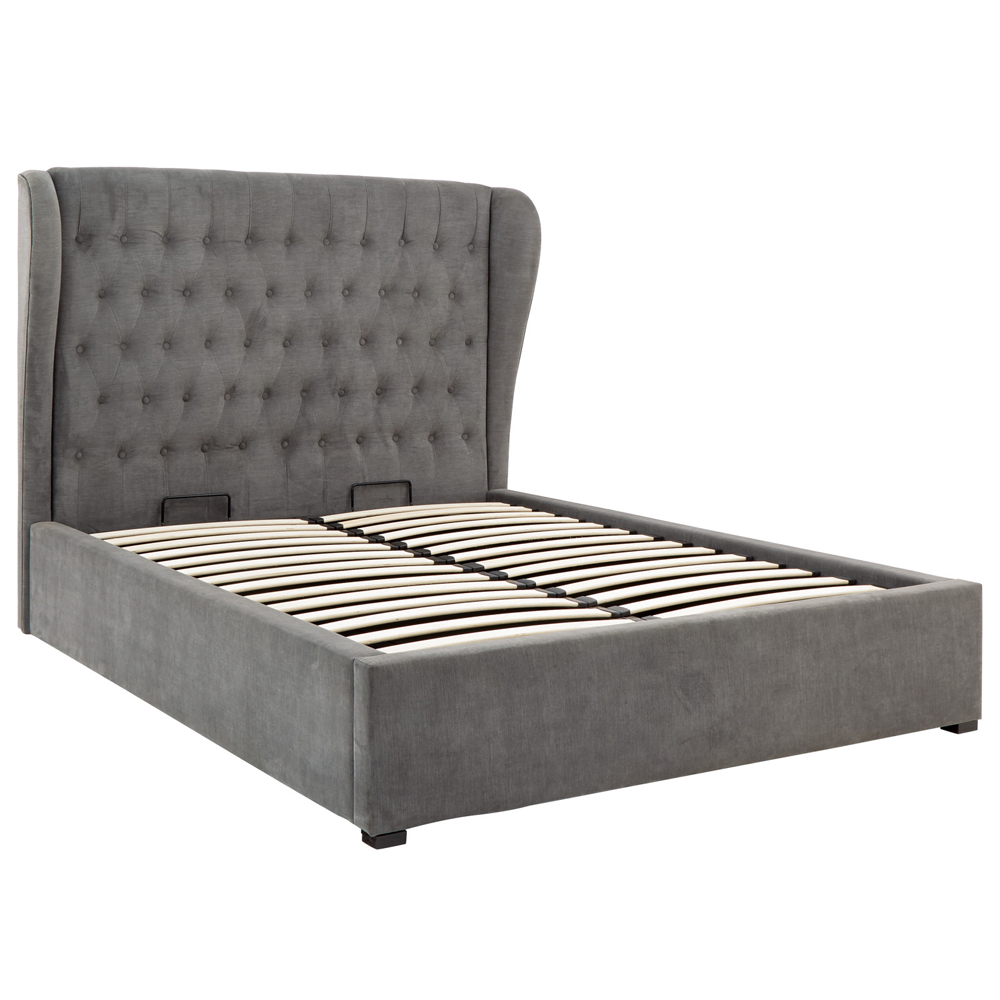 Dorking Fabric Ottoman Storage Double Bed In Grey