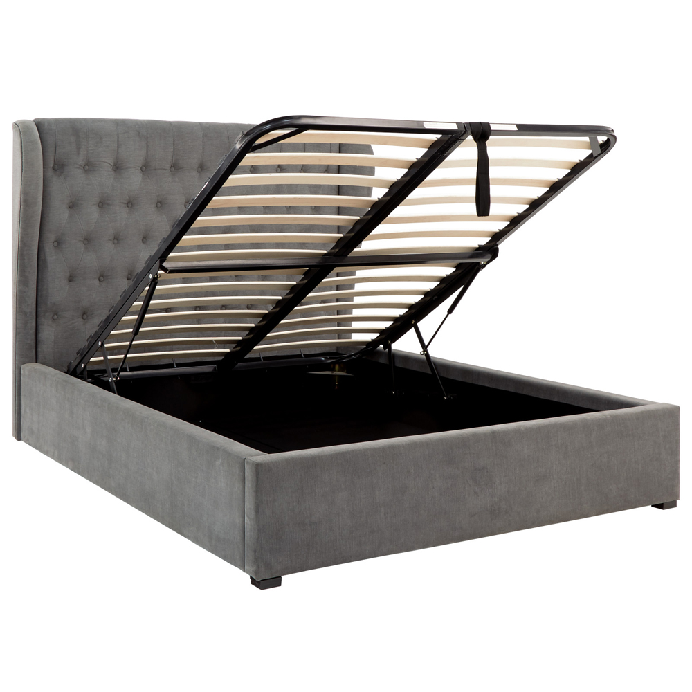 Dorking Fabric Ottoman Storage Double Bed In Grey