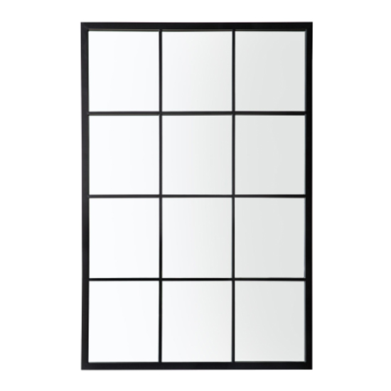 Product photograph of Dorland Window Pane Style Wall Mirror In Black Frame from Furniture in Fashion