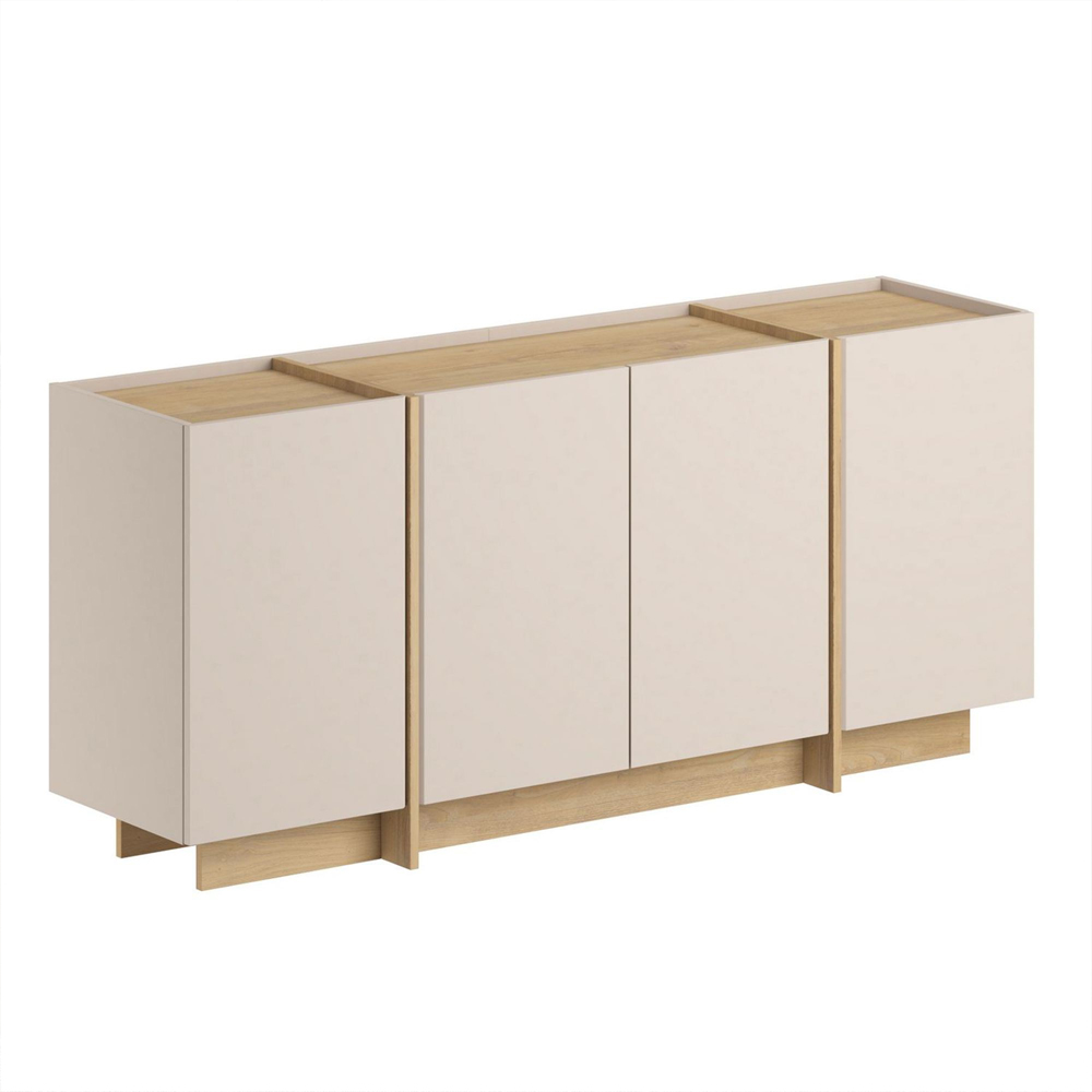 Dorma Wooden Sideboard with 4 Doors in Mink and Sapphire Oak
