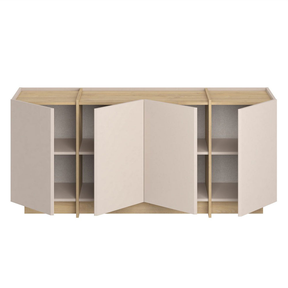 Dorma Wooden Sideboard with 4 Doors in Mink and Sapphire Oak