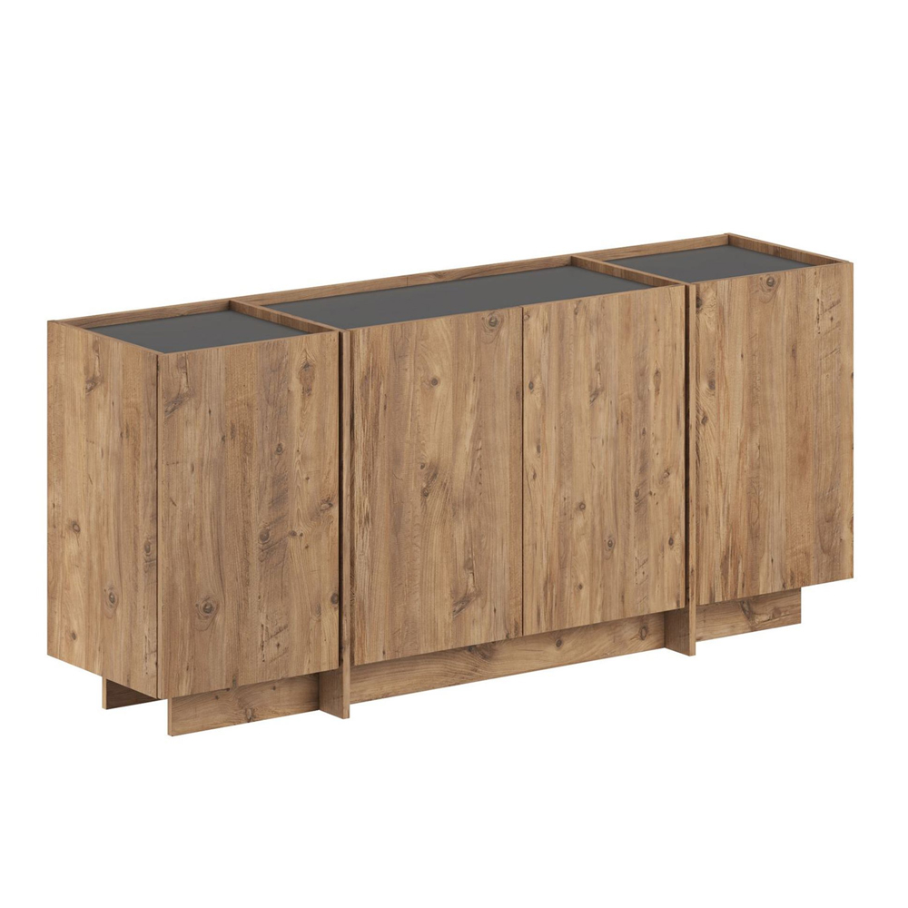 Dormin Wooden Sideboard with 4 Doors in Anthracite and Atlantic Pine