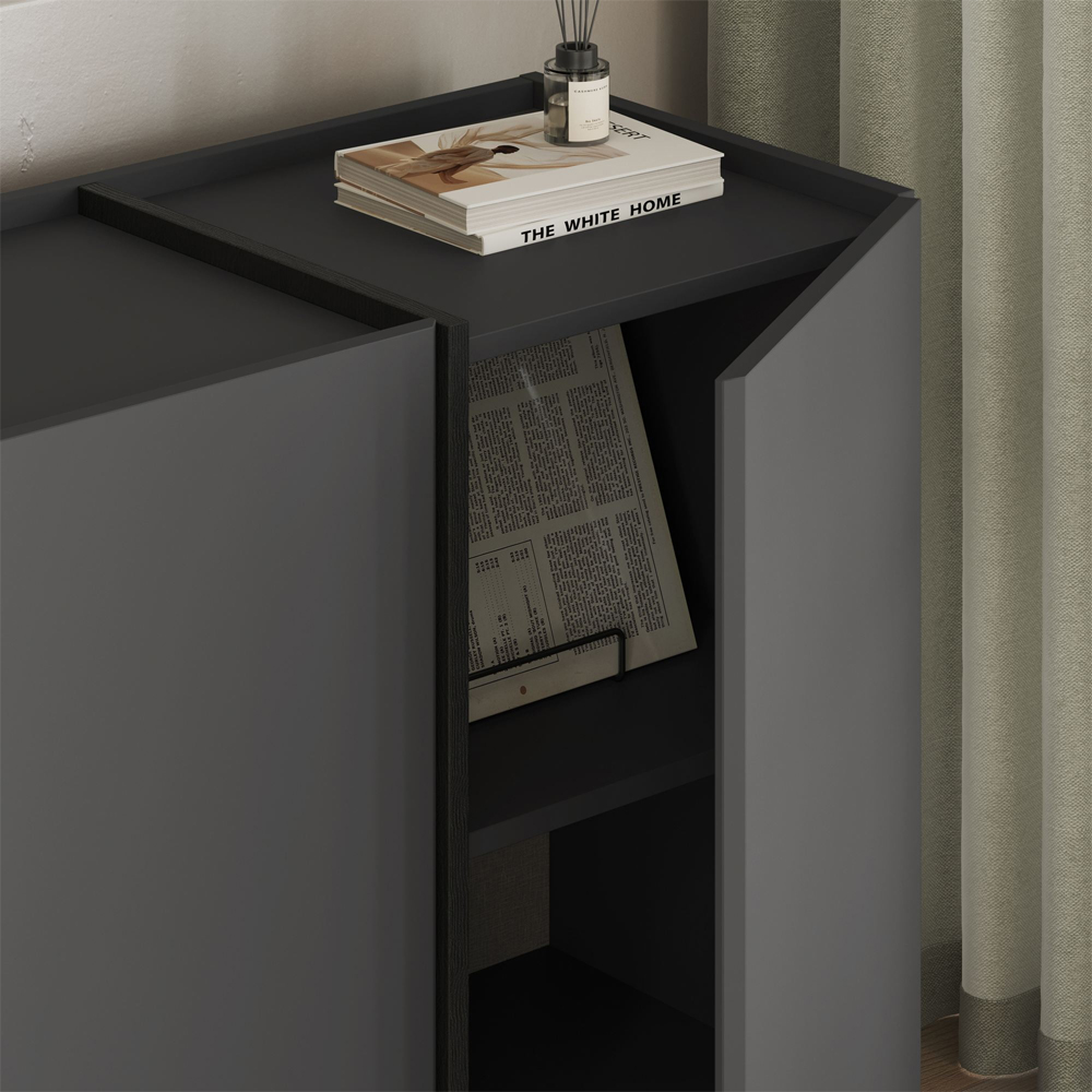 Dormin Wooden Sideboard with 4 Doors in Anthracite and Black