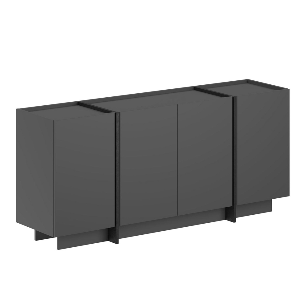 Dormin Wooden Sideboard with 4 Doors in Anthracite and Black