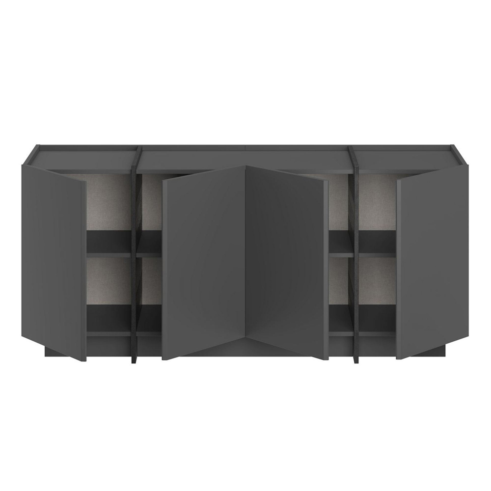 Dormin Wooden Sideboard with 4 Doors in Anthracite and Black